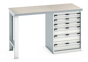 940mm Standing Bench for Workshops Industrial Engineers Bott Bench 1500x750x940mm with Lino Top and 6 Drawer Cabinet